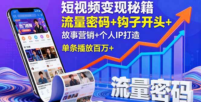 图片[1]-（16079期）短视频变现秘籍，流量密码+钩子开头+故事营销+个人IP打造，单条播放百万+-网创资源大全