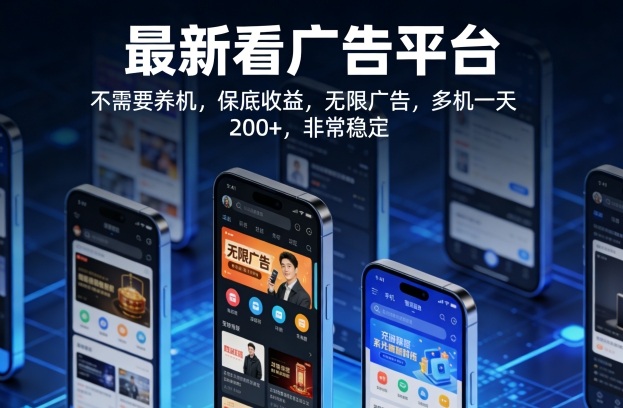 最新看广告平台,不需要养机,保底收益,无限广告,多机一天200+,非常稳定【揭秘】-网创资源大全