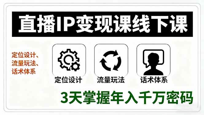 图片[1]-（16065期）直播IP变现课线下课，定位设计、流量玩法、话术体系，3天掌握年入千万密码-网创资源大全