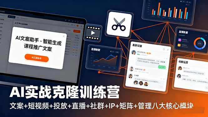 图片[1]-（16328期）AI实战克隆训练营：文案+短视频+投放+直播+社群+IP+矩阵+管理八大核心模块-网创资源大全