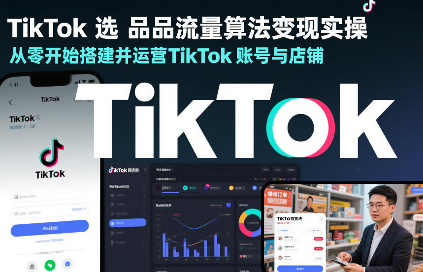 TikTok选品流量算法变现实操,从零开始搭建并运营TikTok账号与店铺-网创资源大全