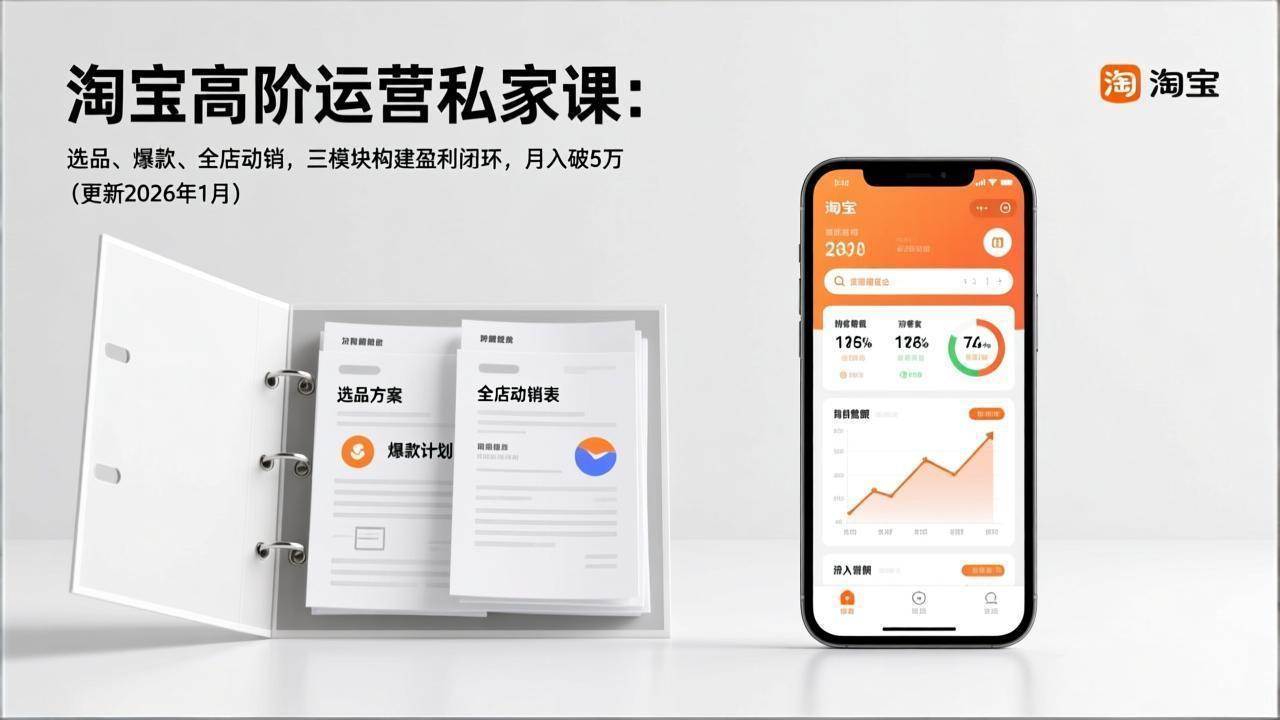 （17280期）淘宝高阶运营私家课：选品、爆款、全店动销，三模块构建盈利闭环，月入破5万（更新26年1月）-网创资源大全