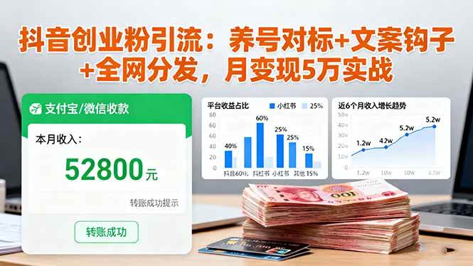图片[1]-（16338期）抖音创业粉引流：养号对标+文案钩子+全网分发，月变现5万实战-网创资源大全