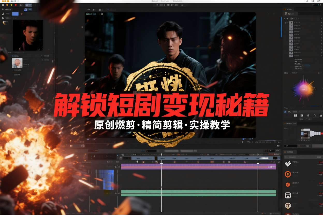 短剧拉新之原创燃剪精简剪辑实操课，解锁短剧变现秘籍-网创资源大全