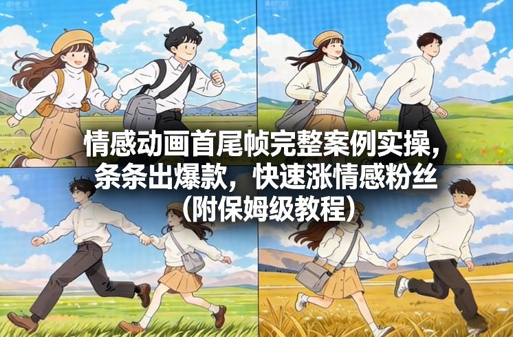 情感动画首尾帧完整案例实操，条条出爆款，快速涨情感粉丝（附保姆级教程）-网创资源大全