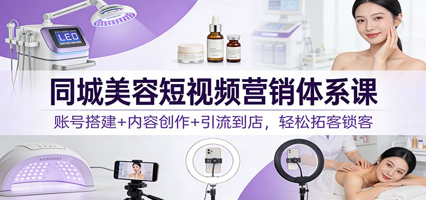 同城美容短视频营销体系课：账号搭建+内容创作+引流到店，轻松拓客锁客-网创资源大全