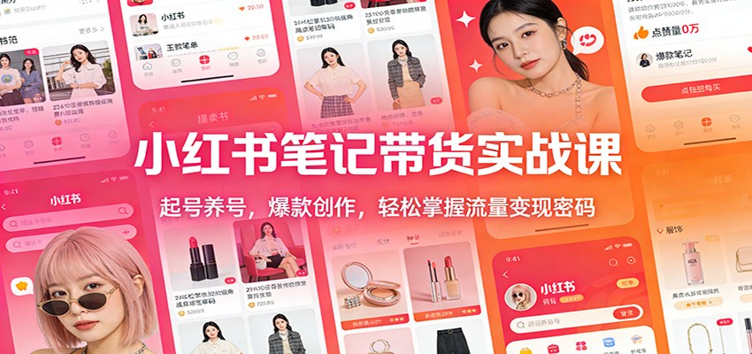 小红书笔记带货实战课：起号养号，爆款创作，轻松掌握流量变现密码-网创资源大全