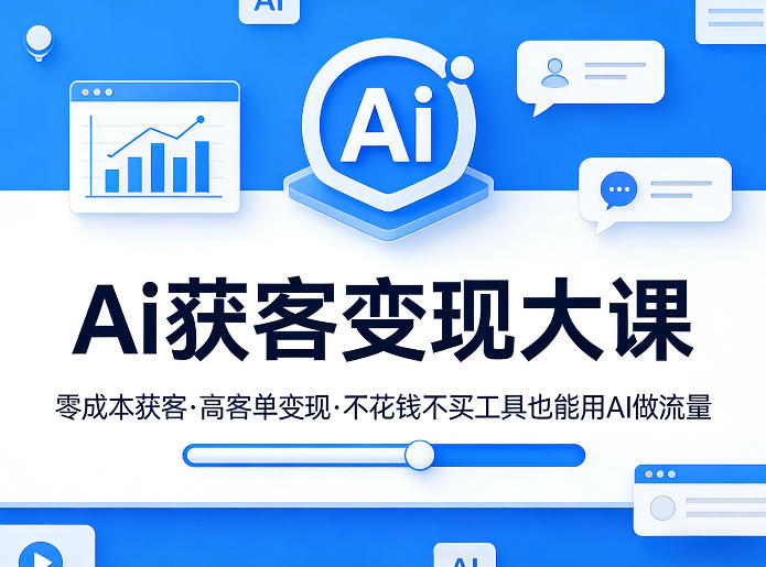 Ai获客变现大课，零成本获客，高客单变现，不花钱不买工具也能用AI做流量-网创资源大全