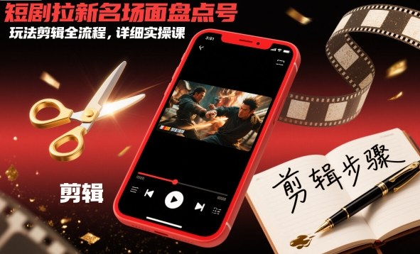 短剧拉新名场面盘点号玩法剪辑全流程,详细实操课-网创资源大全