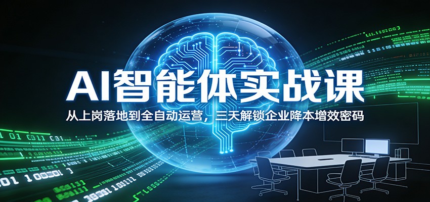 AI智能体实战课:从上岗落地到全自动运营,三天解锁企业降本增效密码-网创资源大全