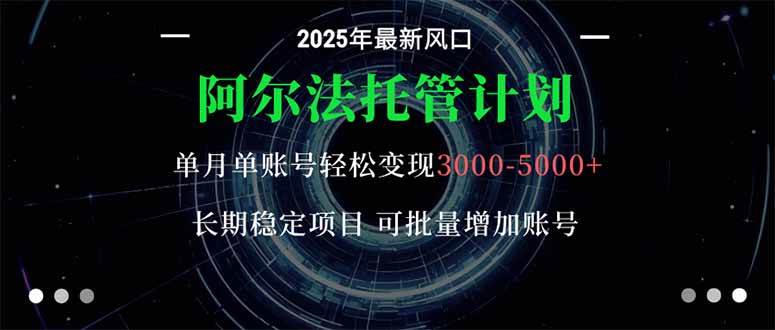 图片[1]-（16360期）阿尔法托管计划 单账号月入3000-5000，长期稳定项目，新手小白轻松上手。-网创资源大全