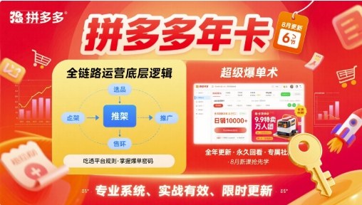 拼多多年卡，拼多多全链路运营底层逻辑，超级爆单术【更新10月】-网创资源大全