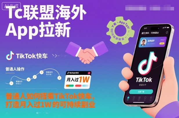 Tc联盟海外App拉新:普通人如何搭乘TikTok快车,打造月入过1W的可持续副业-网创资源大全