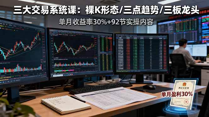 图片[1]-（16269期）三大交易系统课：裸K形态/三点趋势/三板体系，单月收益率30%+92节实操内容-网创资源大全