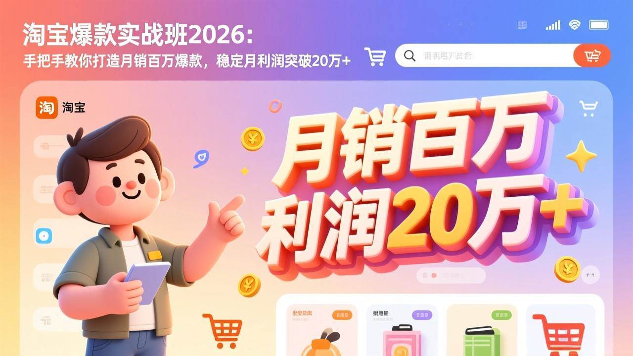 (17209期)淘宝爆款实战班2026:手把手教你打造月销百万爆款,稳定月利润突破20万+-网创资源大全