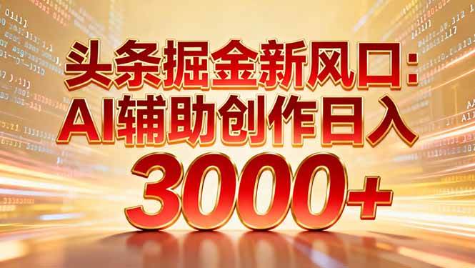 (16923期)头条掘金新风口:AI辅助创作日入3000+,矩阵玩法当天启动隔天见效-网创资源大全