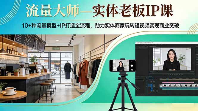 （17638期）流量大师—实体老板IP课：10+种流量模型+IP打造全流程，助力实体商家玩转短视频实现商业突破-网创资源大全