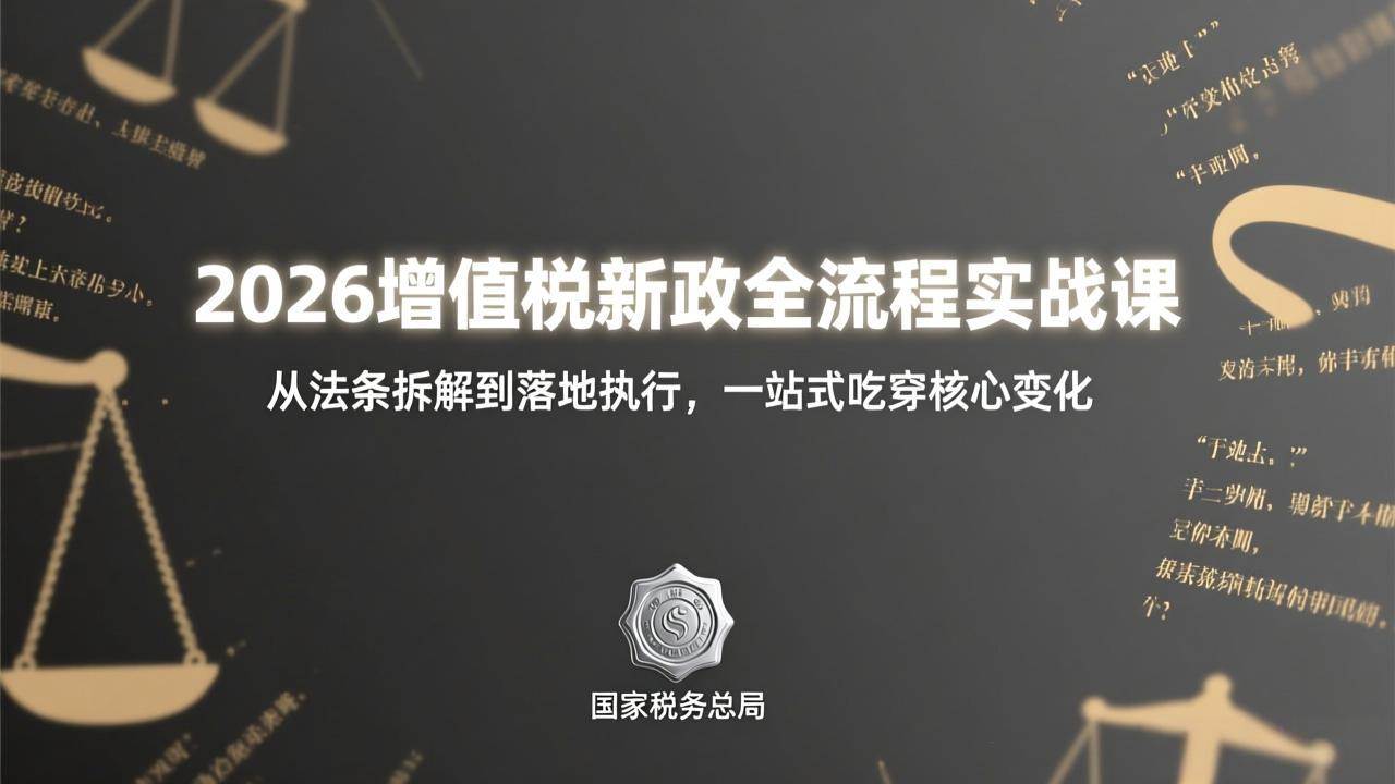 （17529期）2026增值税新政全流程实战课：从法条拆解到落地执行，一站式吃透核心变化-网创资源大全