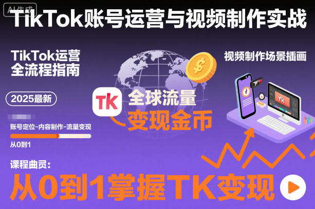 2025最新TikTok账号运营与视频制作实战全流程,从0到1掌握TK变现(含11月最新TK搬运技术)-网创资源大全