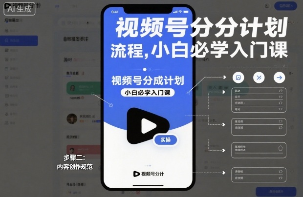 视频号分成计划实操流程,小白必学入门课-网创资源大全