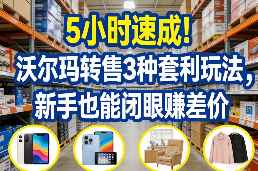 5小时速成！沃尔玛转售3种套利玩法，新手也能闭眼賺差价-网创资源大全