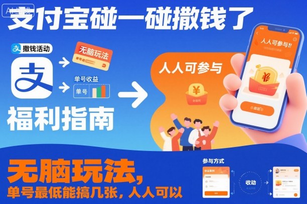 支付宝碰一碰撒钱了,无脑玩法,单号最低能搞几张,人人可以撸【揭秘】-网创资源大全