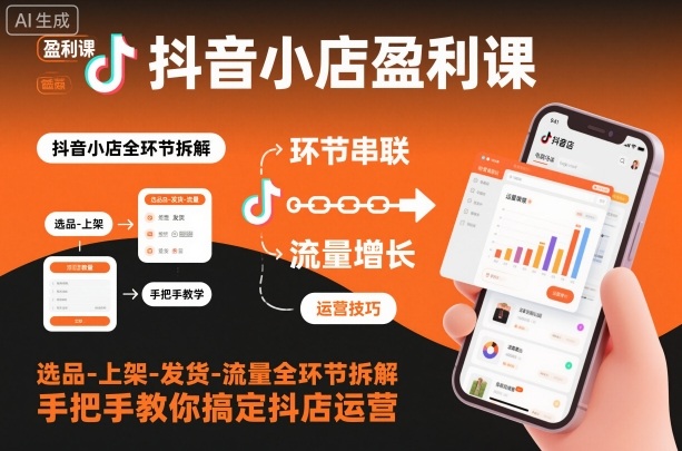 抖音小店盈利课-选品-上架-发货-流量全环节拆解,手把手教你搞定抖店运营-网创资源大全