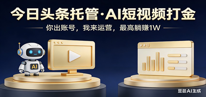 头条号AI托管，我提供作品，你提供账号，每天5分钟发布，小白躺赚3000+-网创资源大全