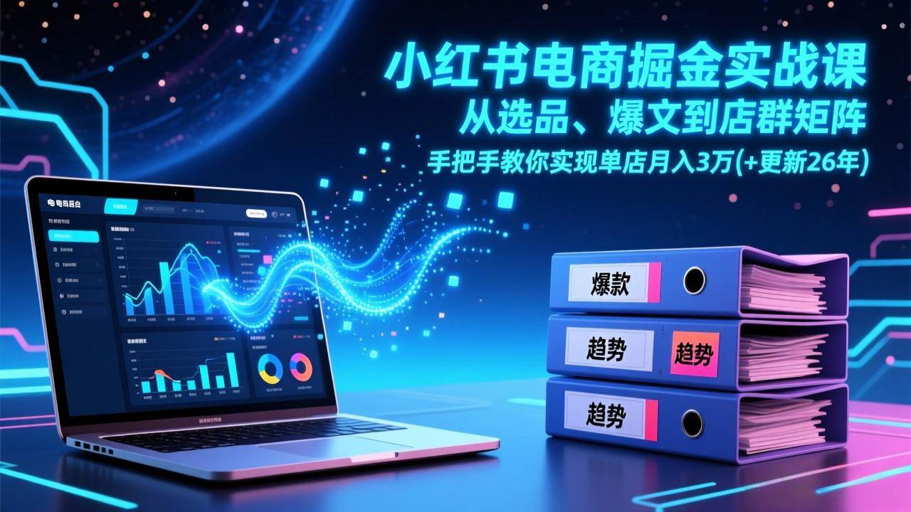 （17290期）小红书电商掘金实战课，从选品、爆文到店群矩阵，手把手教你实现单店月入3万+(更新26年)-网创资源大全