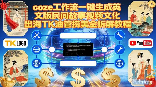 Coze扣子工作流一键生成英文版民间故事视频，文化出海TK油管捞美金拆解教程-网创资源大全