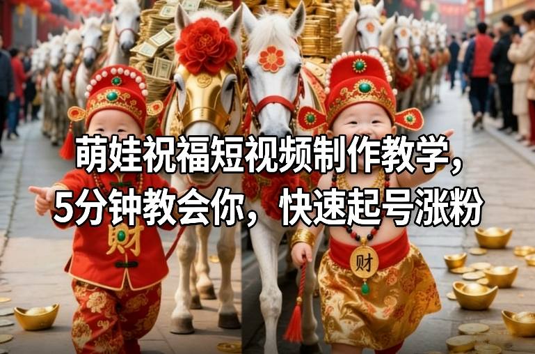 萌娃祝福短视频制作教学，5分钟教会你，快速起号涨粉-网创资源大全
