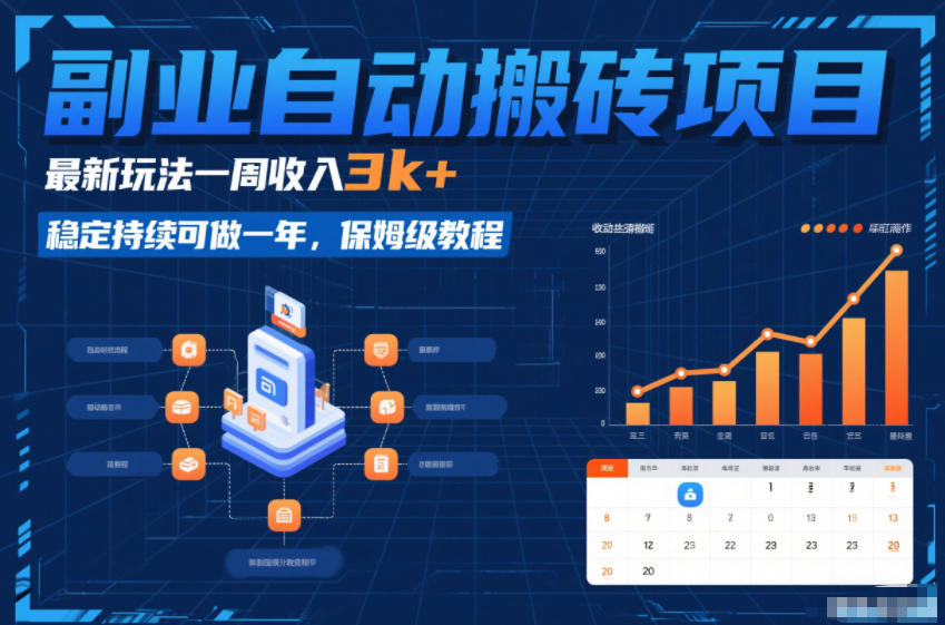 副业自动搬砖项目，最新玩法一周收入3k+，稳定持续可做一年，保姆级教程【揭秘】-网创资源大全