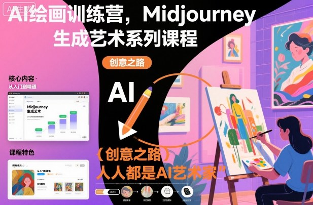 AI绘画训练营，Midjourney生成艺术系列课程，人人都是AI艺术家-网创资源大全