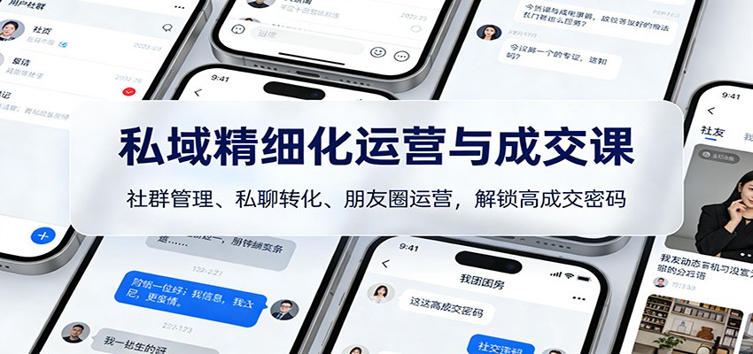 私域精细化运营与成交课：社群管理、私聊转化、朋友圈运营，解锁高成交密码-网创资源大全
