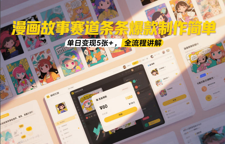漫画故事赛道条条爆款制作简单，单日变现5张+，全流程讲解-网创资源大全