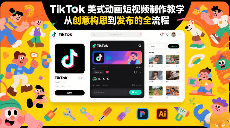 TikTok美式动画短视频制作教学,从创意构思到发布的全流程-网创资源大全