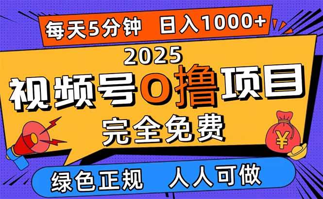 图片[1]-（16388期）2025视频号0撸项目，5分钟一个号，日入1000+，人人可做-网创资源大全