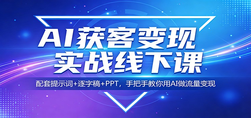 AI获客变现实战线下课：配套提示词+逐字稿+PPT，手把手教你用AI做流量变现-网创资源大全