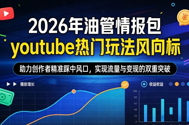 2026年油管情报包，youtube热门玩法风向标，助力创作者精准踩中风口，实现流量与变现的双重突破（更新）-网创资源大全