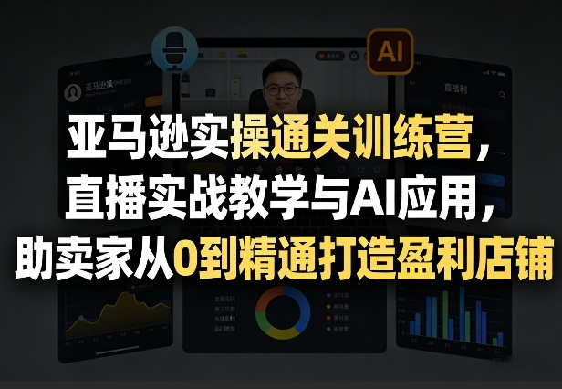 亚马逊实操通关训练营,直播实战教学与AI应用,助卖家从0到精通打造盈利店铺(更新3月23日)-网创资源大全
