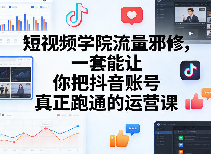 短视频学院流量邪修,一套能让你把抖音账号真正跑通的运营课-网创资源大全