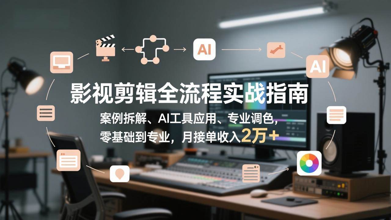 （17338期）影视剪辑全流程实战指南，案例拆解、AI工具应用、专业调色，零基础到专业，月接单收入2万+-网创资源大全