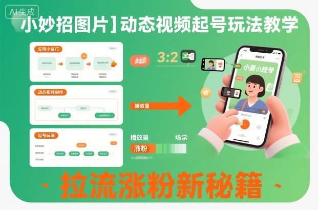 小妙招图片＋动态视频起号玩法教学，拉流涨粉新秘籍-网创资源大全