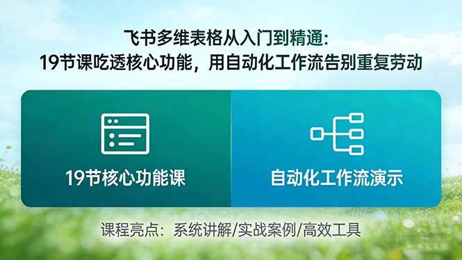（17634期）飞书多维表格从入门到精通：19节课吃透核心功能，用自动化工作流告别重复劳动-网创资源大全