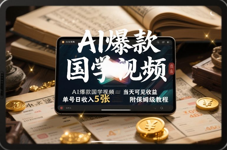 AI爆款国学视频,独家起号方法,小白直接上手,当天可见收益,单号日收入5张+附保姆级教程-网创资源大全
