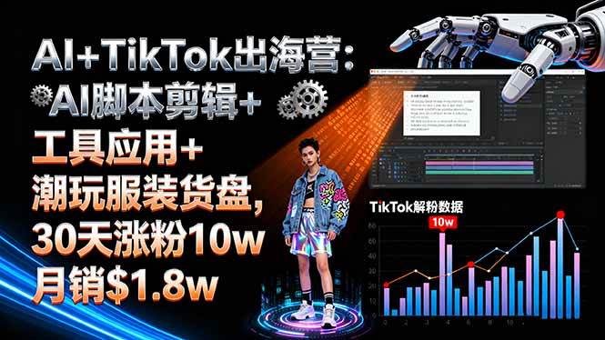 图片[1]-（16108期）AI+TikTok出海营:AI脚本剪辑+工具应用+潮玩服装货盘,30天涨粉10w月销$1.8w-网创资源大全