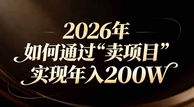 （17309期）站在2026年的十字路口：一个普通人如何通过卖项目实现年入200万-网创资源大全