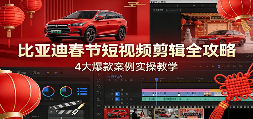 比亚迪春节短视频剪辑全攻略，4大爆款案例实操教学-网创资源大全