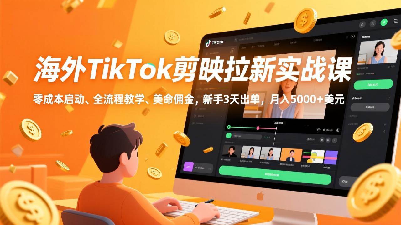 （17340期）海外TikTok剪映拉新实战课，零成本启动、全流程教学、美金佣金，新手3天出单，月入5000+美元-网创资源大全