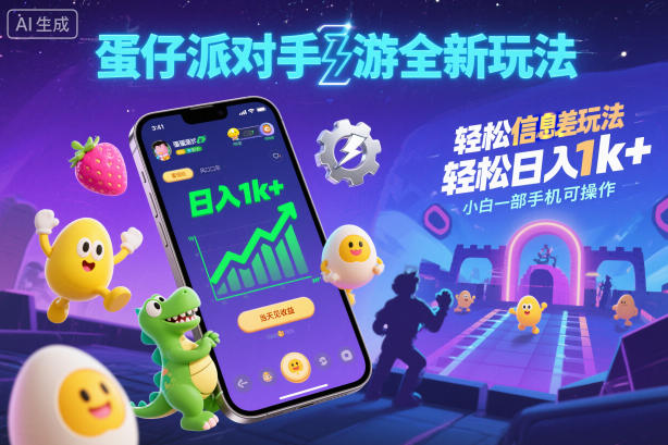 蛋仔派对手游全新玩法,轻松日入1k+,风口信息差玩法,当天见收益,小白一部手机可操作-网创资源大全